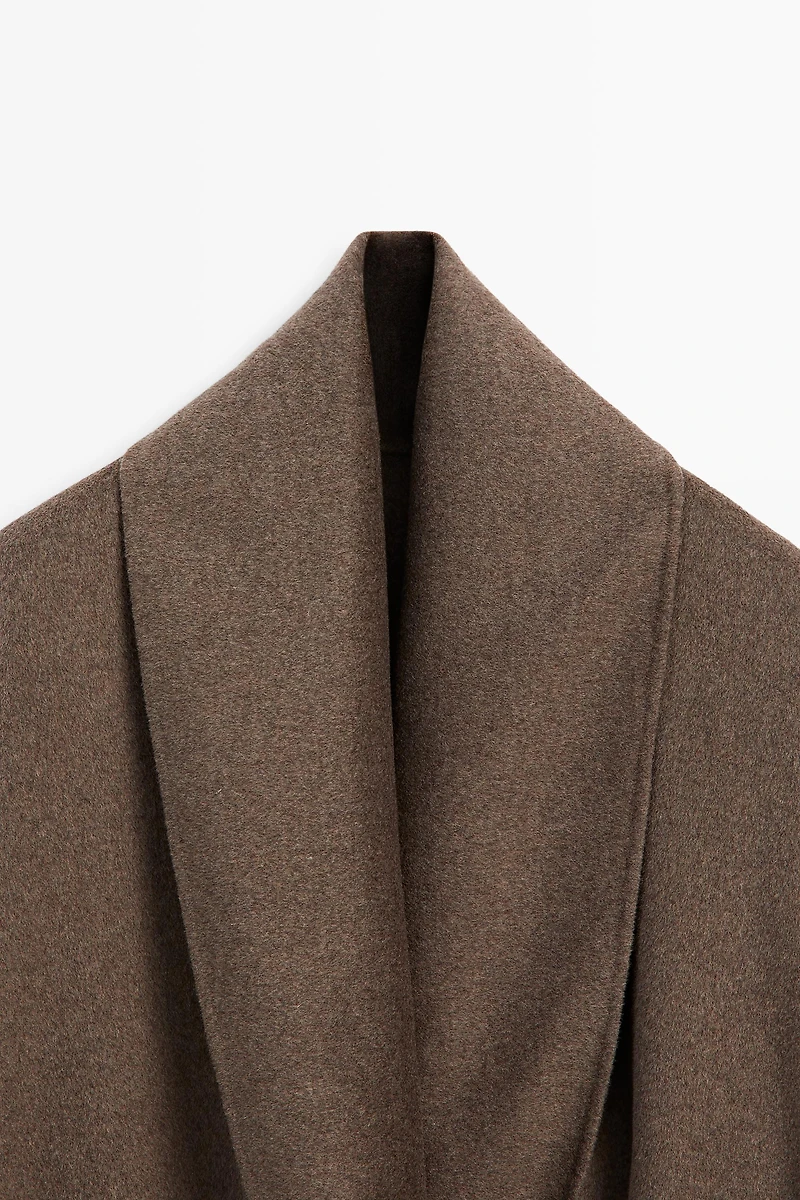 Wrap-style melange wool blend jacket