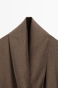 Wrap-style melange wool blend jacket