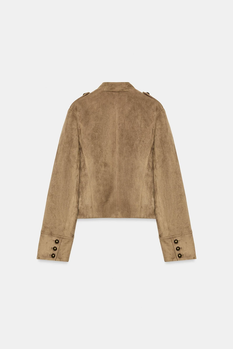 FAUX SUEDE FROG FASTENING JACKET