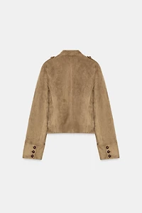 FAUX SUEDE FROG FASTENING JACKET