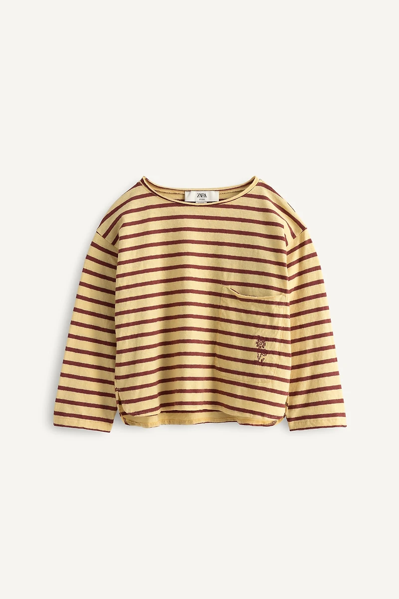 LIMITED EDITION EMBROIDERED FLORAL STRIPED T-SHIRT