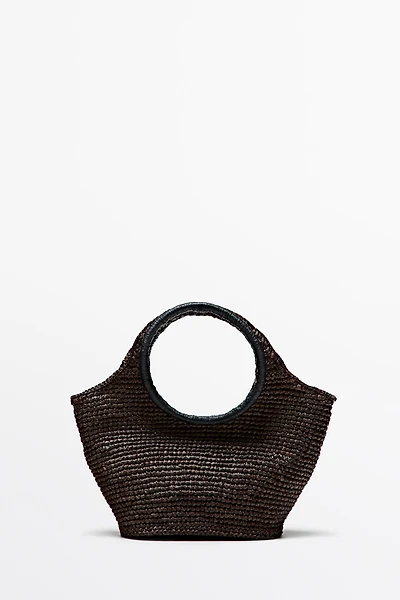 Mini-sac demi-lune en 100% raphia