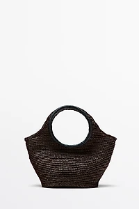 100% Raffia Mini Crescent Bag