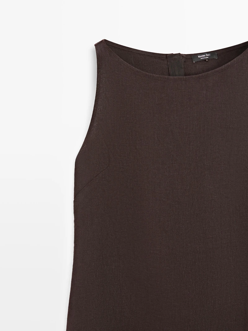 Linen halter midi dress