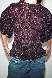 POLKA DOT BALLOON SLEEVE BLOUSE