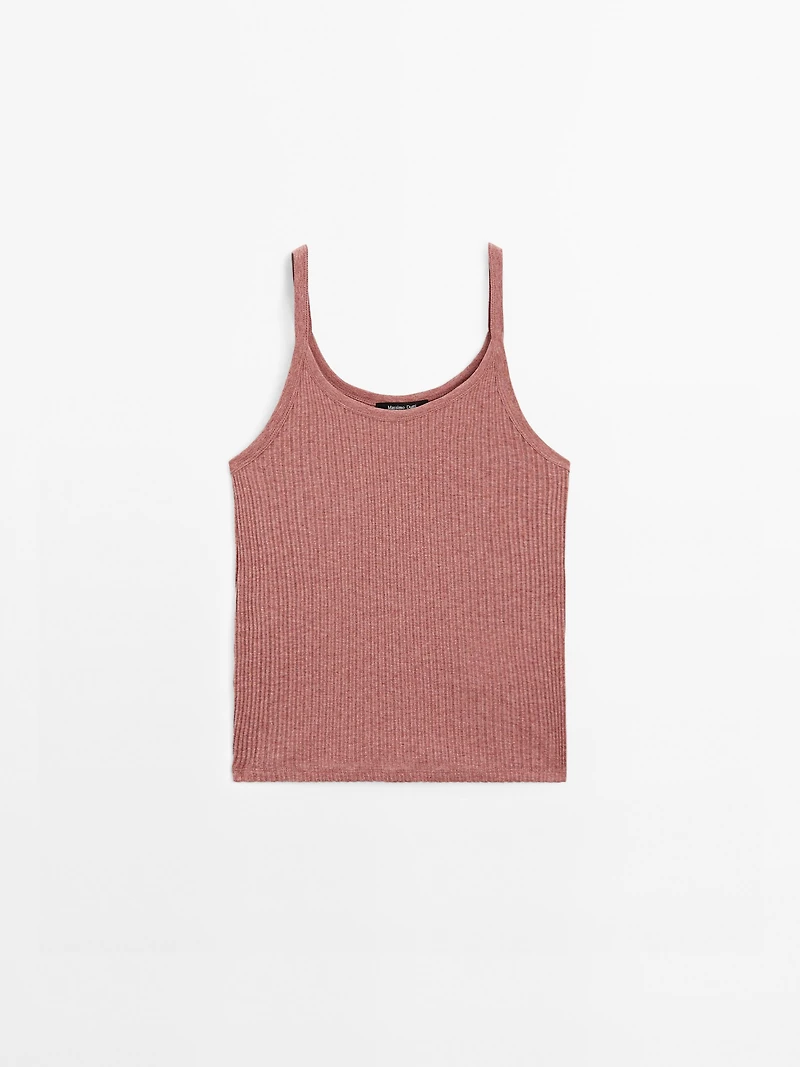 100% cotton marl strappy top