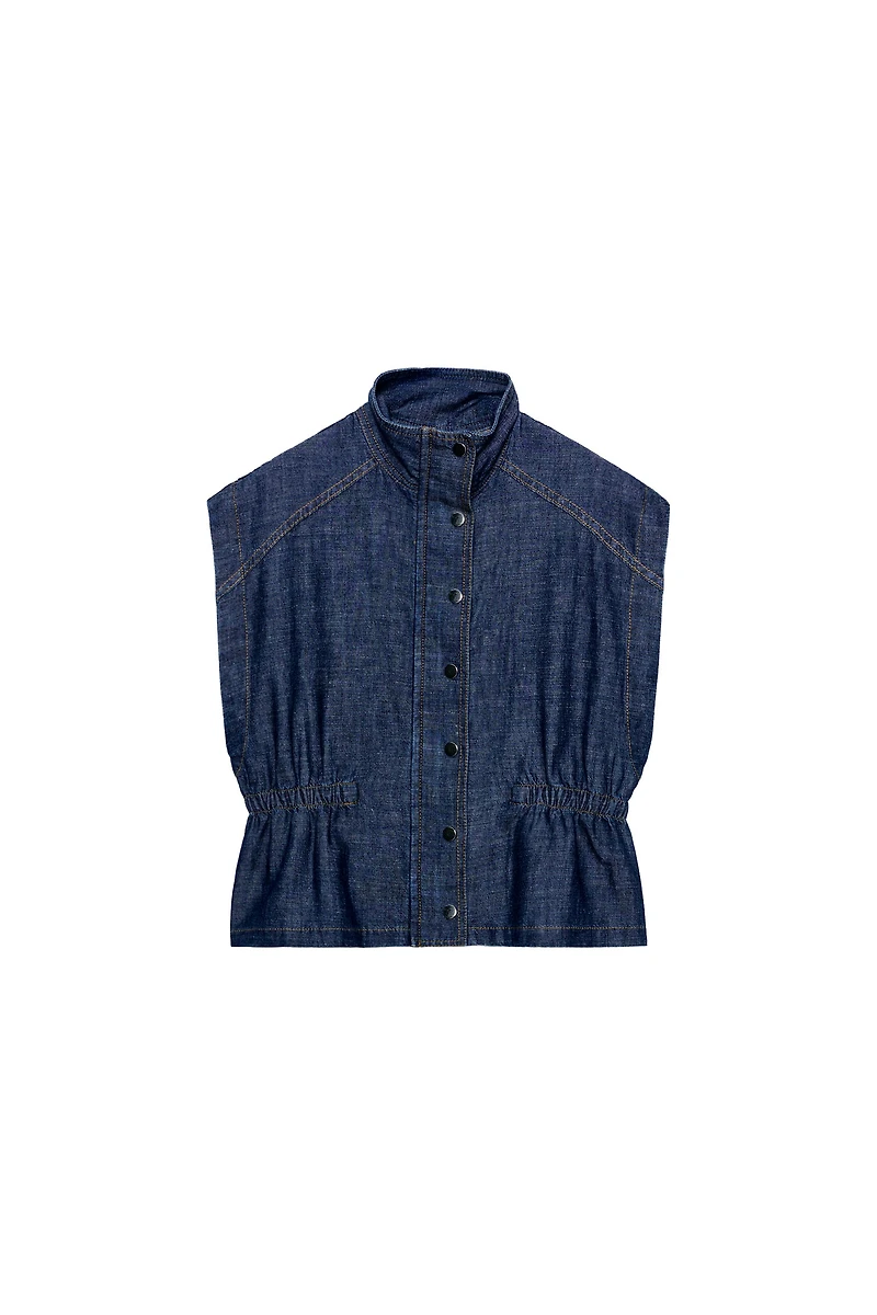 GILET AVEC TAILLE ÉLASTIQUE EN LIN
