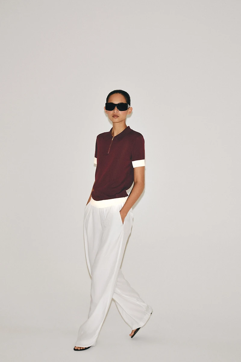 KNIT ZIP POLO SHIRT