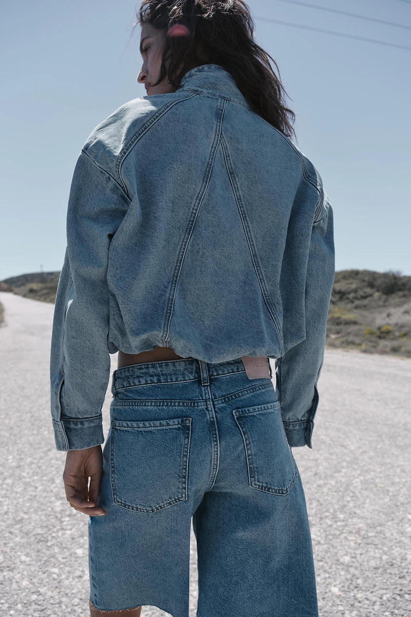 Z1975 HIGH NECK DENIM BOMBER JACKET