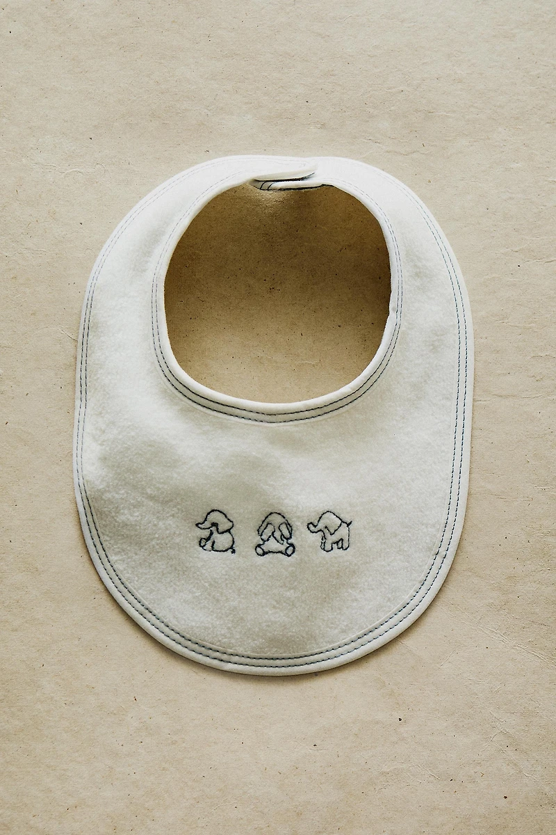 VELOUR BABY BIB ELEPHANTS
