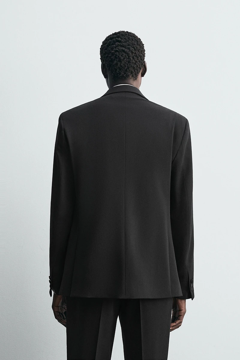 WOOL BLEND TUXEDO SUIT BLAZER