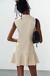 BUTTONED RUFFLE MINI DRESS