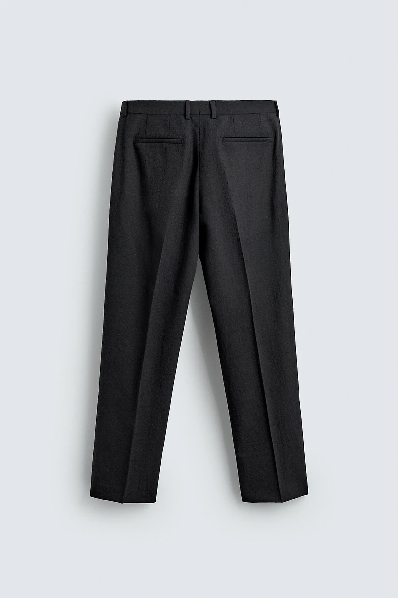 TEXTURED 100% WOOL SUIT PANTS