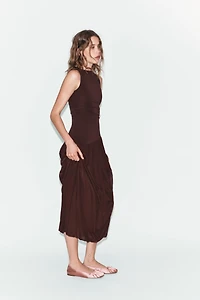 LONG COMBINATION TULLE DRESS
