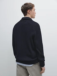 Cardigan en maille torsadée zippé coton