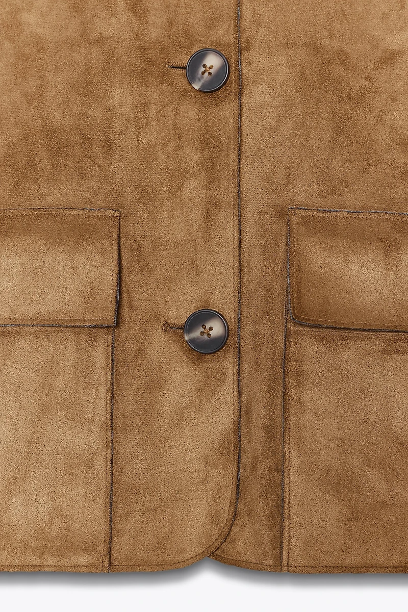 FAUX SUEDE CROPPED JACKET