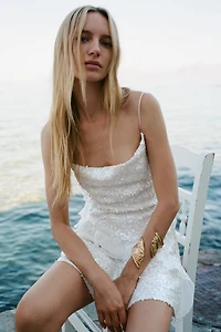 SEQUIN RUFFLE MINI DRESS
