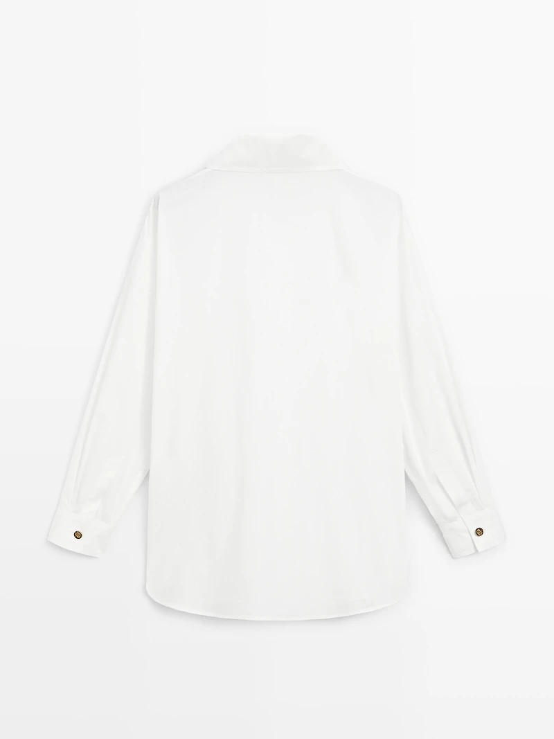 Poplin shirt with golden buttons