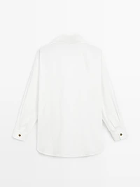 Poplin shirt with golden buttons