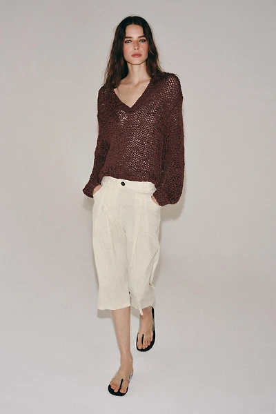 ZW COLLECTION STRIPED PLEATED SHORTS