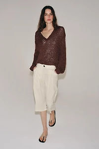 ZW COLLECTION STRIPED PLEATED SHORTS