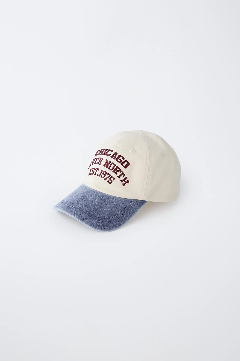 EMBROIDERED VARSITY TEXT CAP