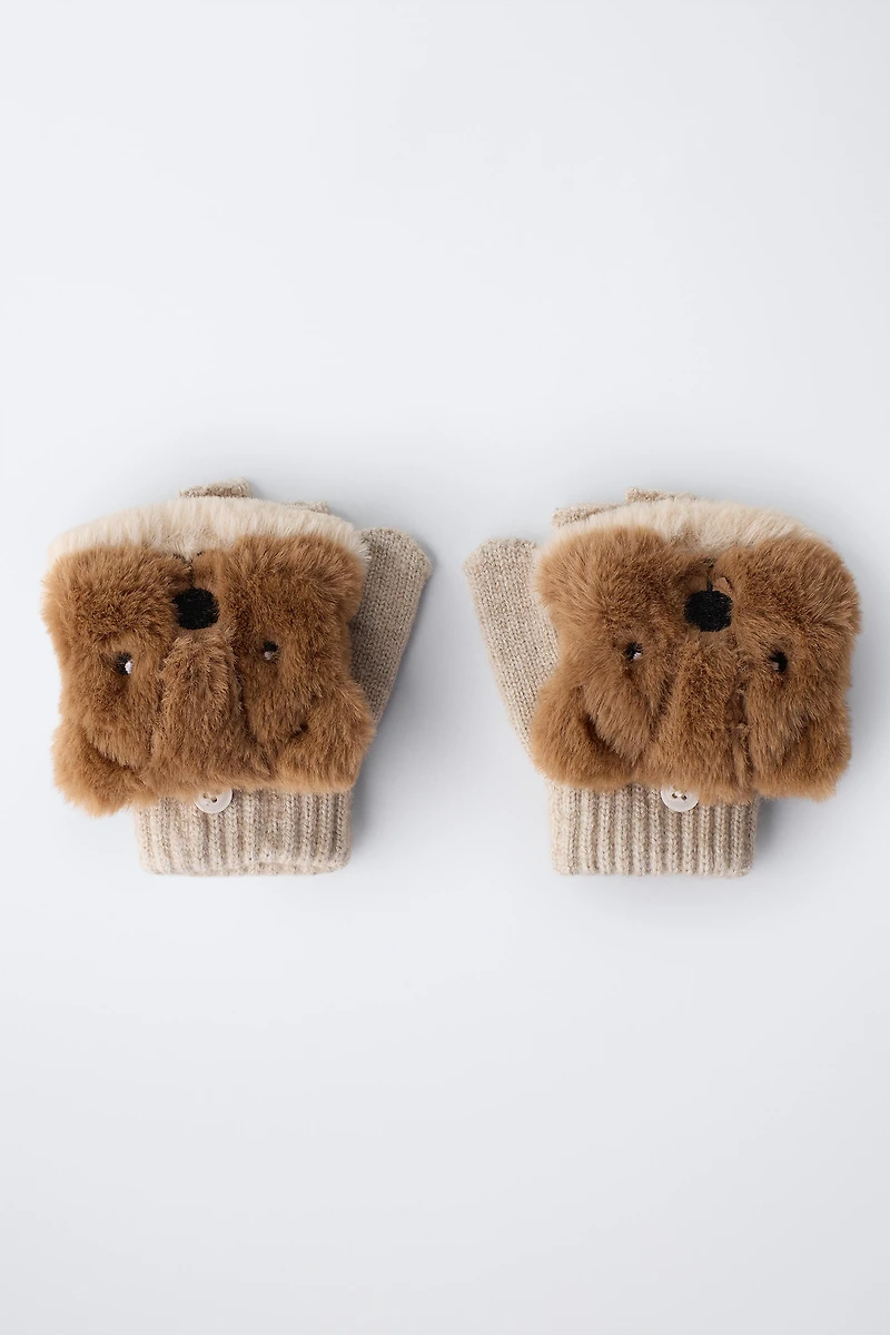 GANTS MITAINES EFFET POILS DE CASTOR