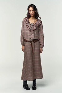 PLAID RUFFLED BLOUSE