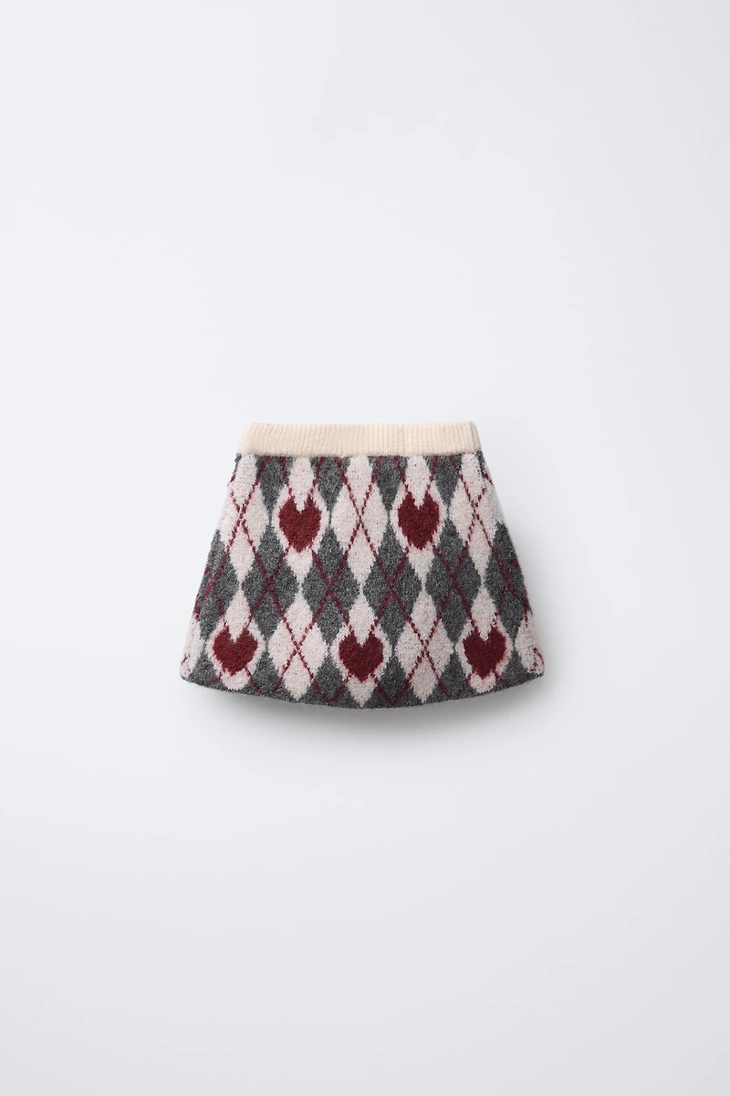 KNIT DIAMOND AND HEART SKIRT