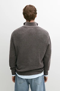 Pull en maille à col camionneur zippé