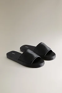 SATEEN FLATFORM SLIDER SLIPPERS