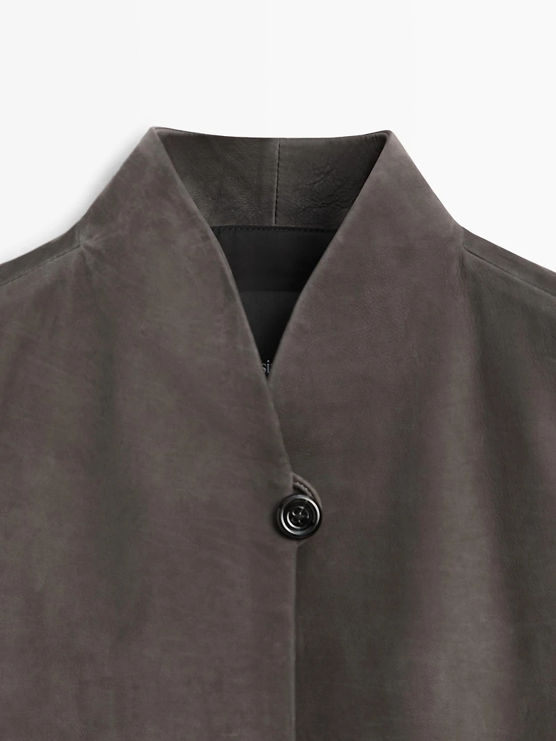 Leather waistcoat with velvety finish