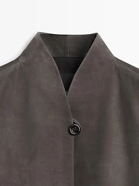 Leather waistcoat with velvety finish