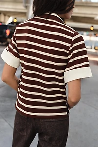 STRIPED COMBO POLO TOP