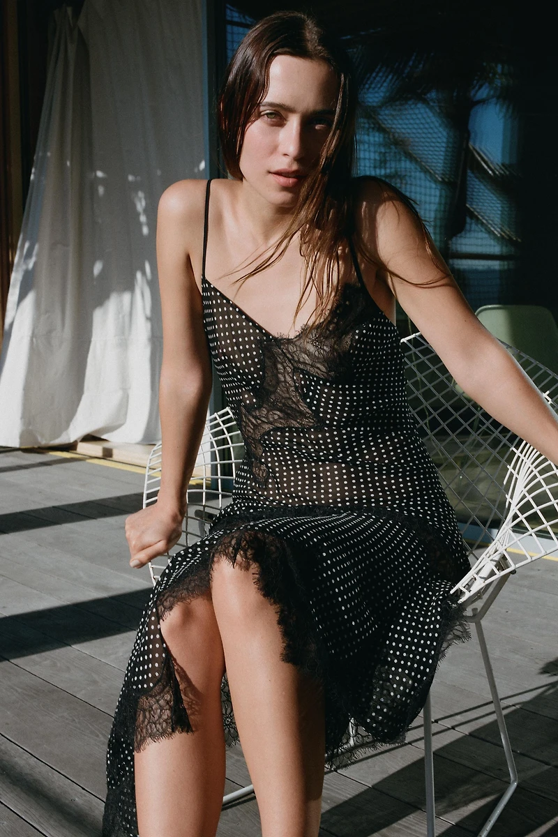 DOTTED LACE PRINT DRESS