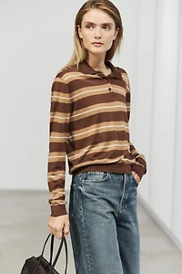 Striped polo sweater