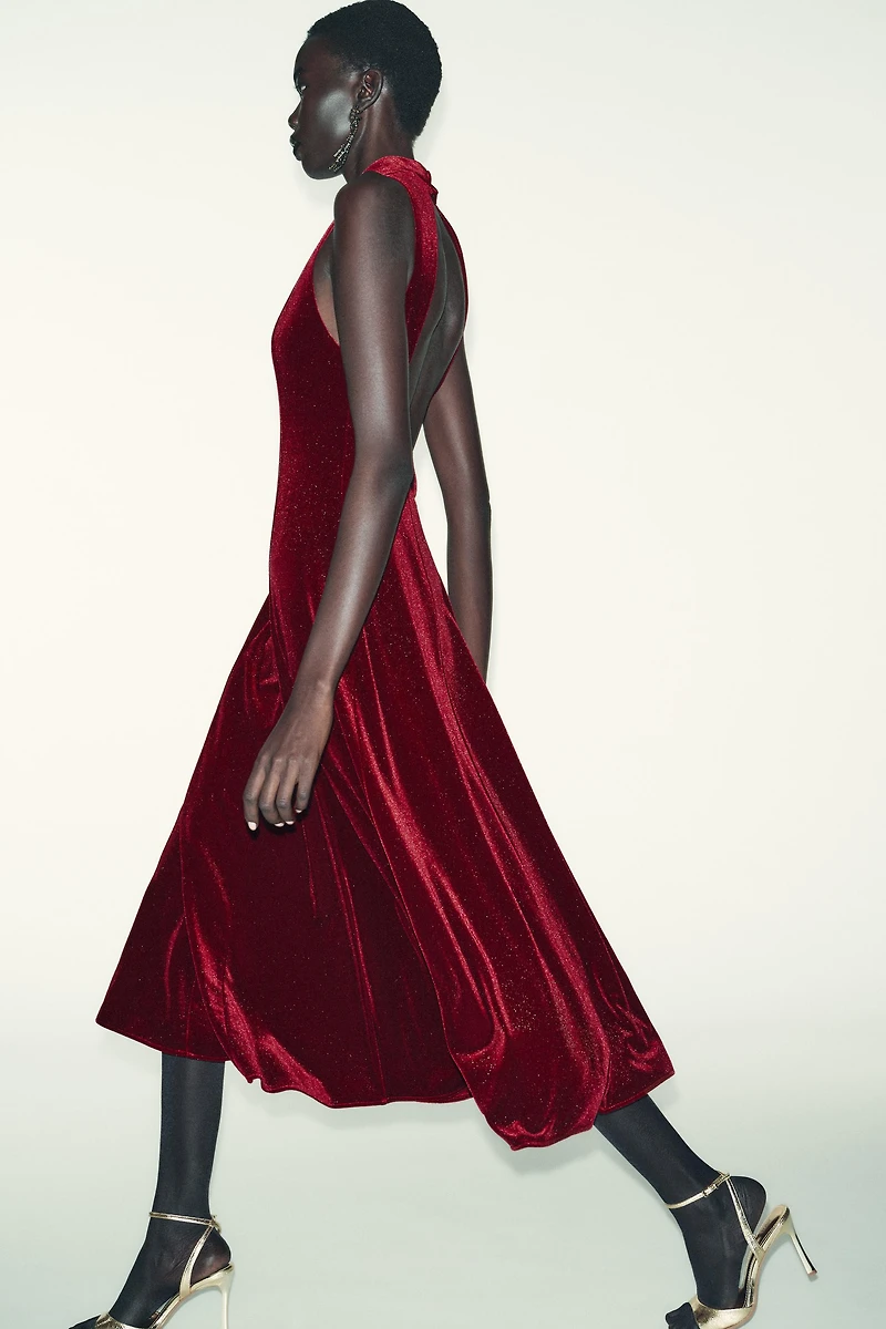 ROBE MI-LONGUE EN VELOURS