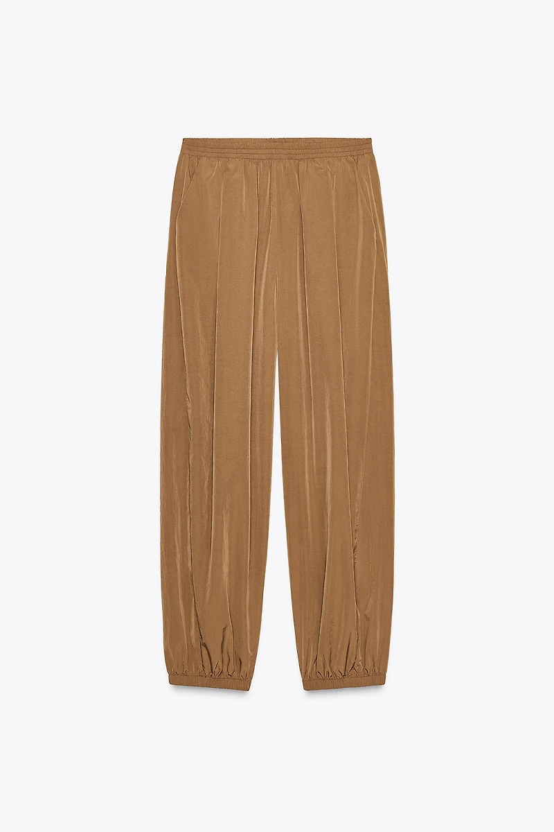 PANTALON EN NYLON BOUFFANT AVEC POIGNETS ÉLASTIQUES