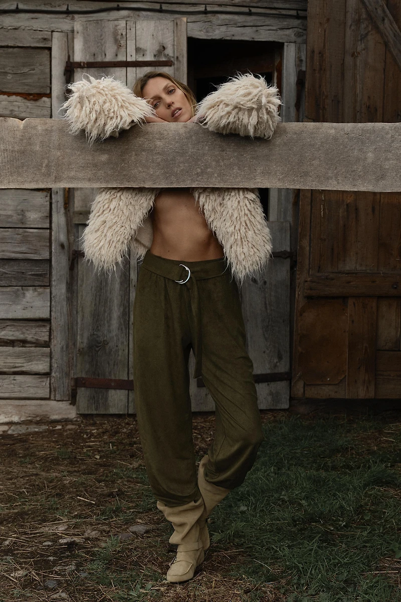FAUX SUEDE BALLOON PANTS