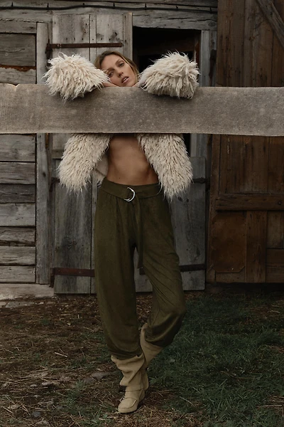 FAUX SUEDE BALLOON PANTS