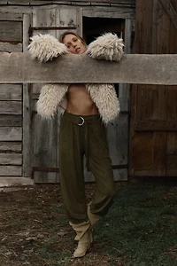 FAUX SUEDE BALLOON PANTS