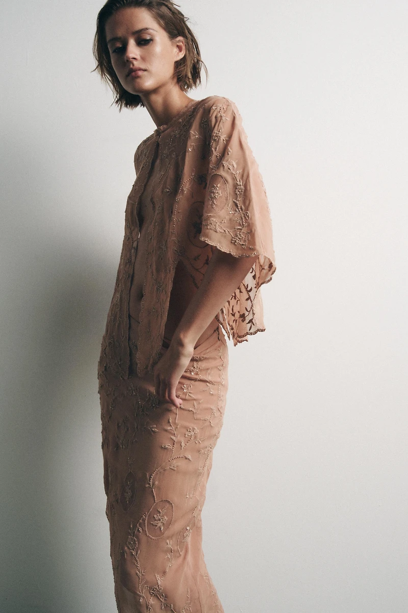 LIMITED EDITION GEORGETTE EMBROIDERED LAYER TOP