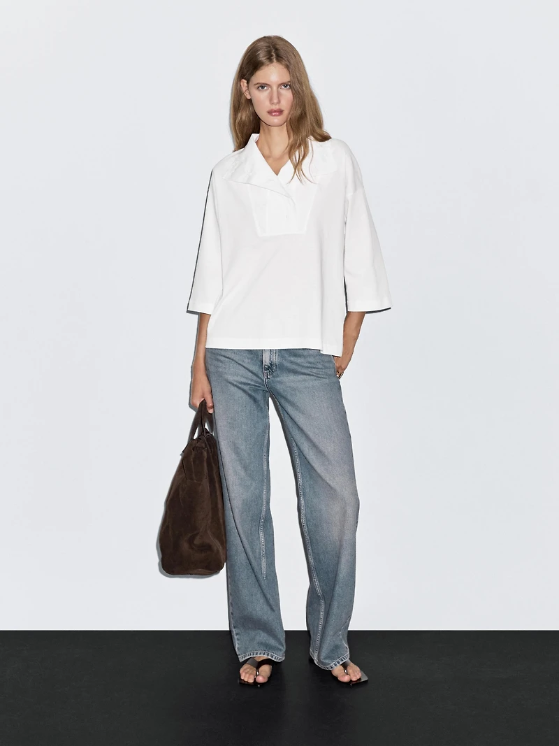 Funnel neck T-shirt