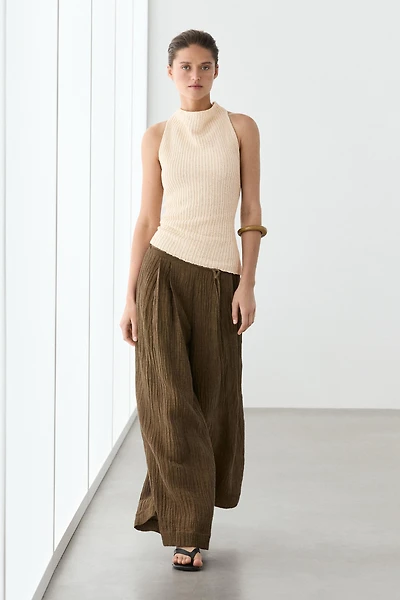 Flowing linen blend trousers