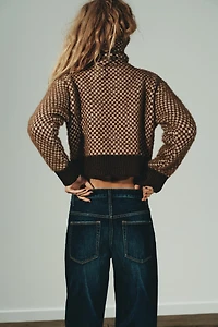 FAUX FUR COMBINATION KNIT BOMBER JACKET