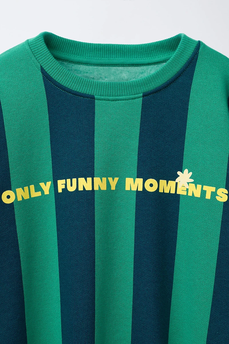 STRIPED TEXT SWEATSHIRT