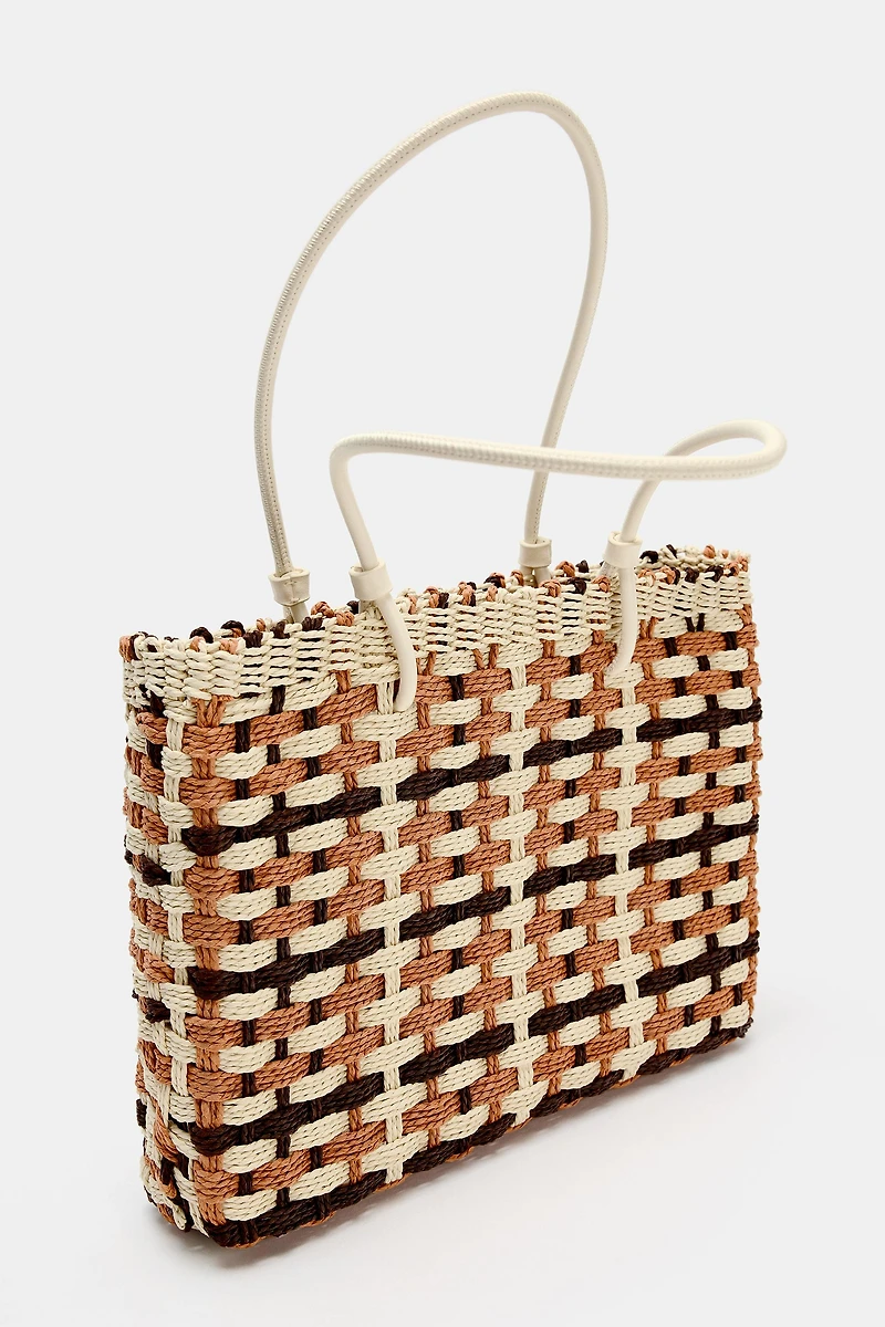 WOVEN-EFFECT MINI SHOPPER