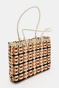 WOVEN-EFFECT MINI SHOPPER