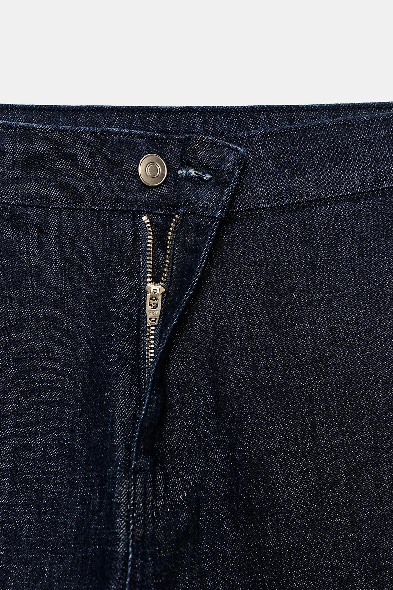 HIGH-WAISTED FAUX DENIM PANTS