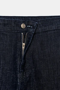 HIGH-WAISTED FAUX DENIM PANTS